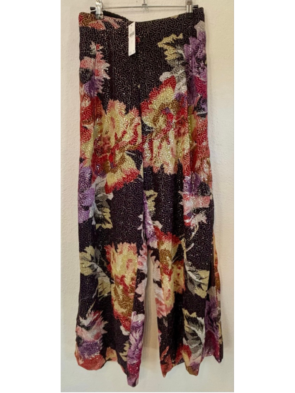 NEW Ranna Gill Designer Avant Garde Sequin Floral WideLeg Pants S Anthropologie - Picture 2 of 10